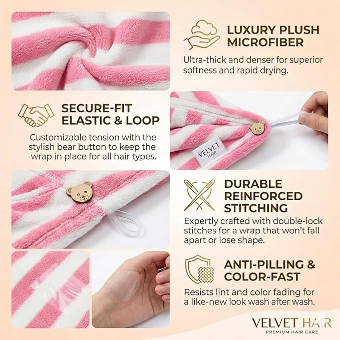 3 Pack Microfiber Hair Towel Wrap - Image 3