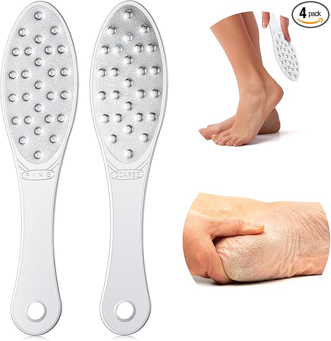 4 Pcs Stainless Steel Foot File Callus Remover Double Sided Metal Foot Rasp by Jutom
