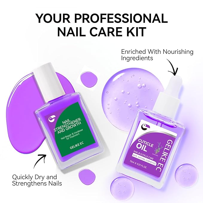 Gelike EC Nail Kit for Beginners: Purple Easy-Use Nail Polish Growth Treatment - Image 6
