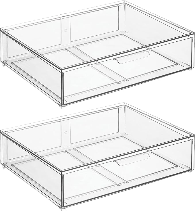mDesign Wide Plastic Stackable Bathroom Storage Organizer Bin - Image 9