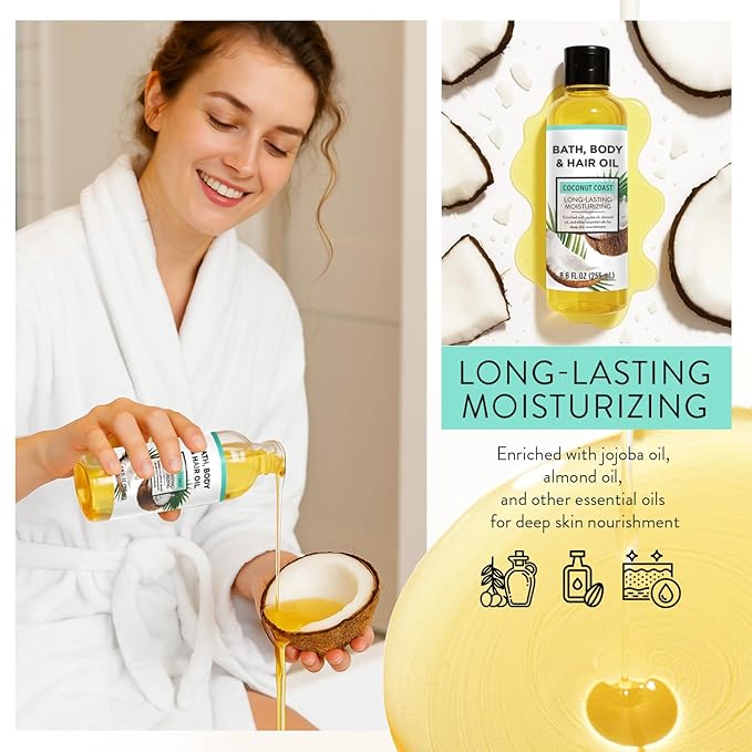 Bath Oil Body Oil with Shea Butter, Eucalyptus Mint, Coconut Scent Bath Oils - Image 3
