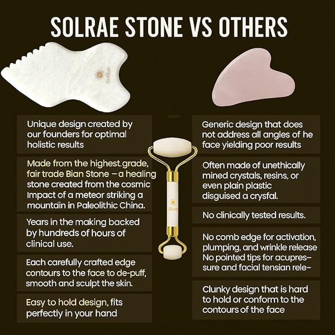 Gua Sha Bian Facial Stone With Jade Roller | Gua Sha Facial Tool Kit to Lift - Image 3