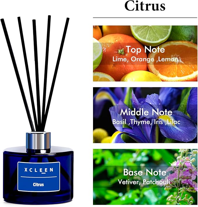 Xcleen Reed Diffusers for Bathroom, 6.7 oz Citrus Scented Oil Diffuser - Image 2