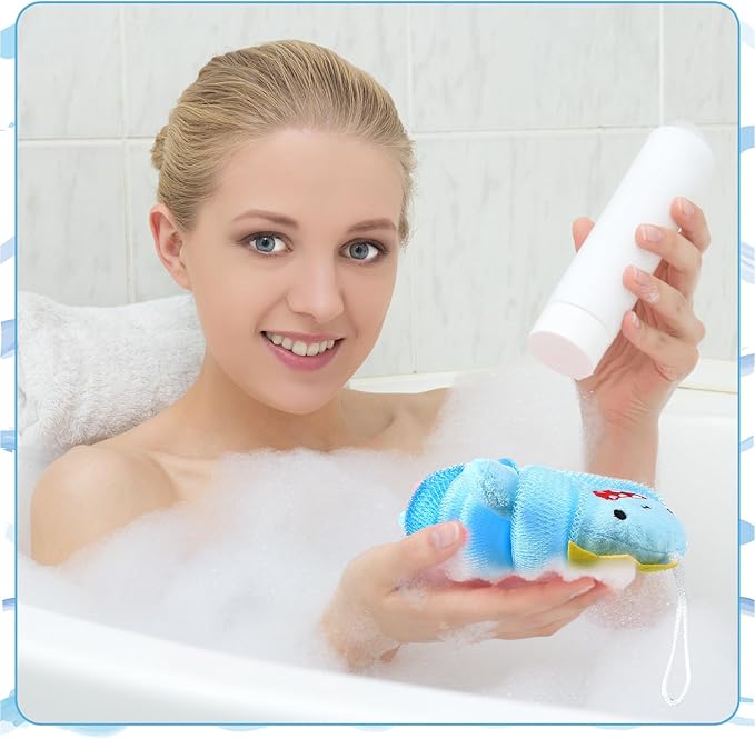Tatuo 4 Pcs Animal Bath Loofahs Kids Body Loofah Cartoon Shower Cute Bath - Image 4