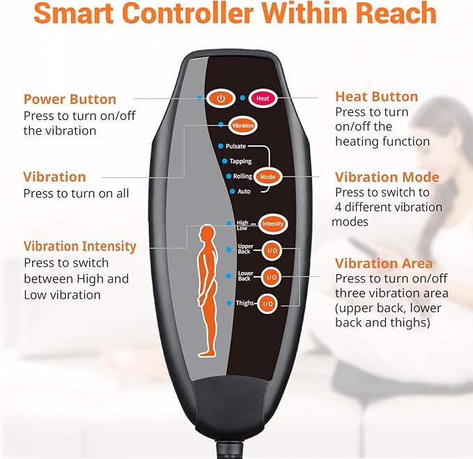 CARSHION 10 Vibrating Massage Nodes Back Massager Chair Pad - Image 8
