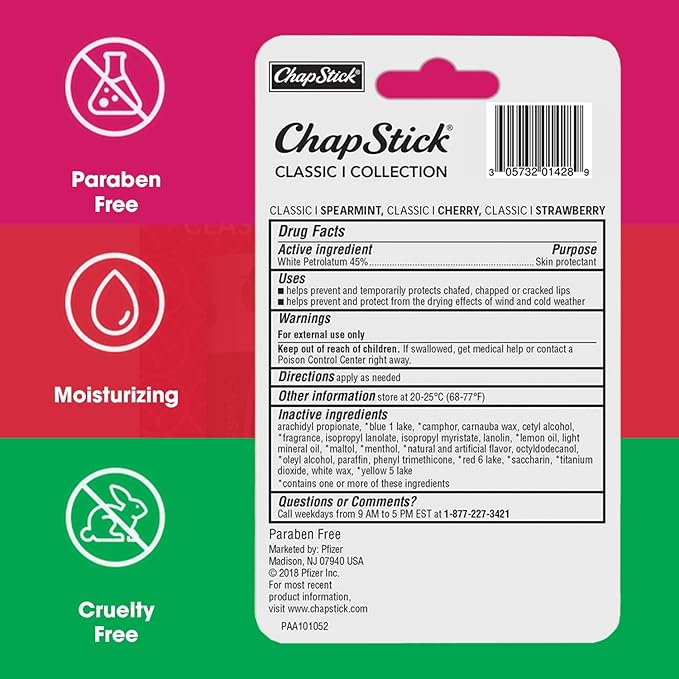 ChapStick Lip Care Set, Classic Collection 3-Pack – Spearmint, and Strawberry - Image 2