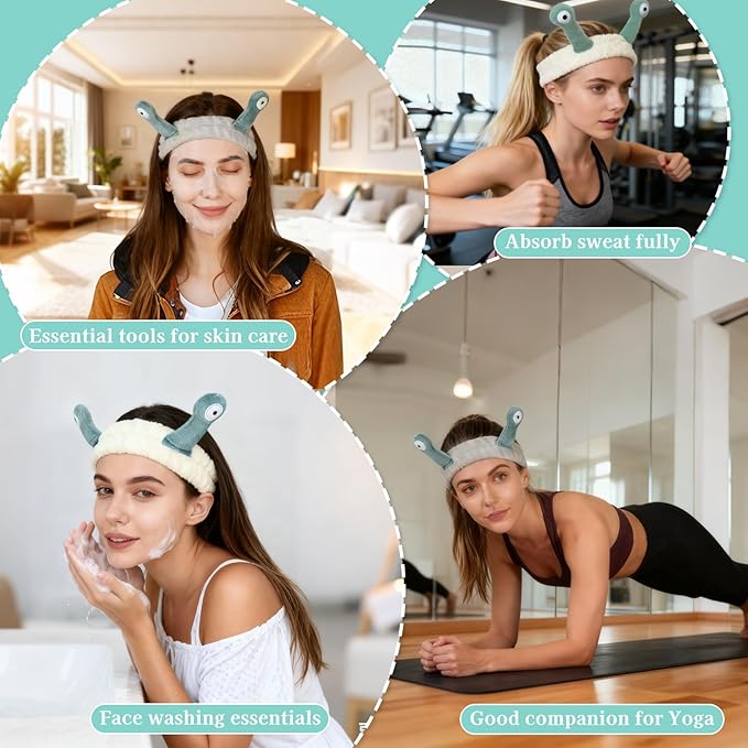 Snail Face Wash Headband Skincare & Wrist Bands - Image 5