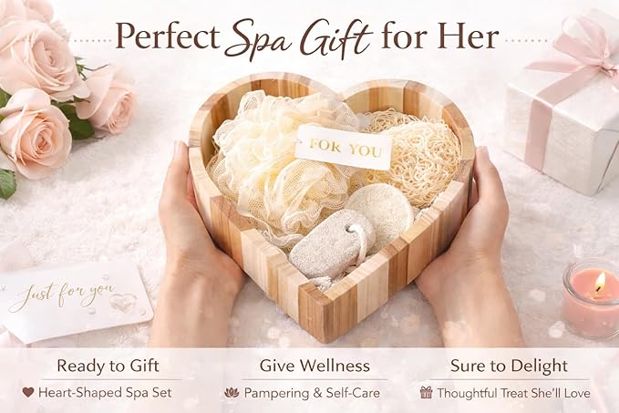 Essentials Spa Gift Set for Women, Heart Shaped Self Care Gift, Relaxation Bath - Image 7