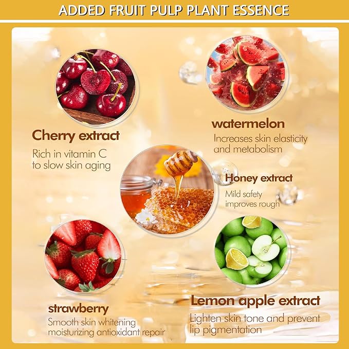 5PCS Bee Lip Balm Honey Pot，Honey&Strawberry&Watermelon&Cherry&Apple Lip Mask - Image 4