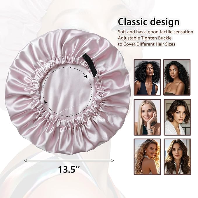 Large Microfiber Hair Towel Wrap & Satin Bonnet Set - Image 6