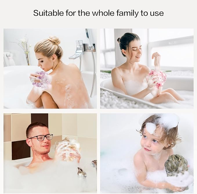Fishent Loofah - Bath Sponge, 3 Pack 60G Large Shower Mesh Ball Soft Pouf Body - Image 8