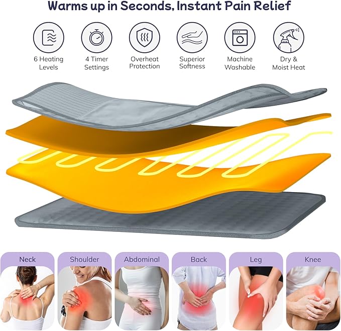 Heating Pad for Back, Upgraded Electric Heating Pad for Low Back Neck Shoulder - Image 2