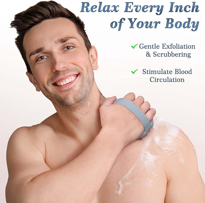 Manmihealth Silicone Back Scrubber & Soft Shower Face Brush Set 4 PCS, - Image 6