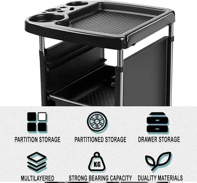 Salon Trolley Cart with Wheels & 5 Drawers, Salon Rolling Stations - Image 6