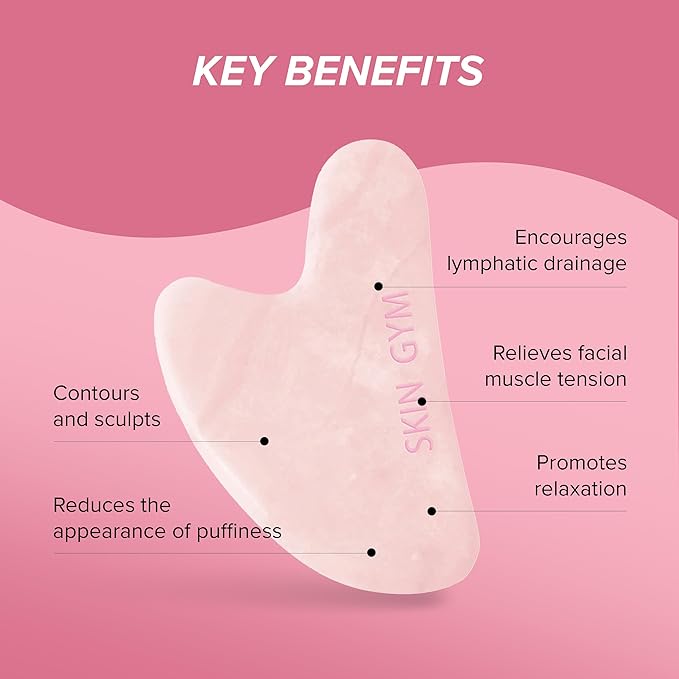 SKIN GYM Rose Quartz Sculpty Heart Gua Sha Tool, Heart-Shaped Facial Massage - Image 3
