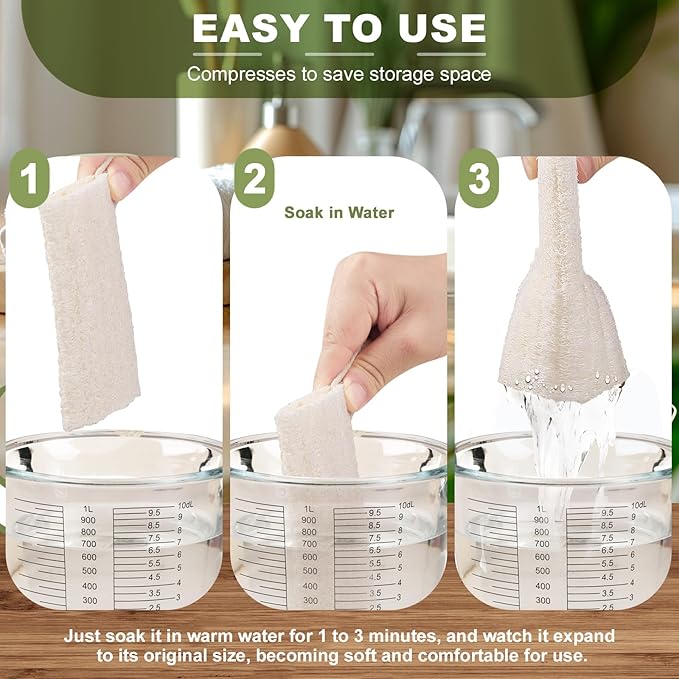 7 Pack Natural Loofah Body Scrubber Sponge, 5 Inches Organic Luffa - Image 6