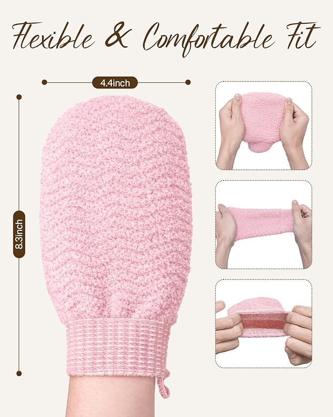 Exfoliating Gloves 2 Pack, Wave Texture Exfoliating Mitt - Image 6