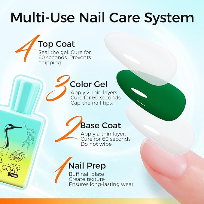 No Wipe Gel Base & Top Coat Set - Image 5