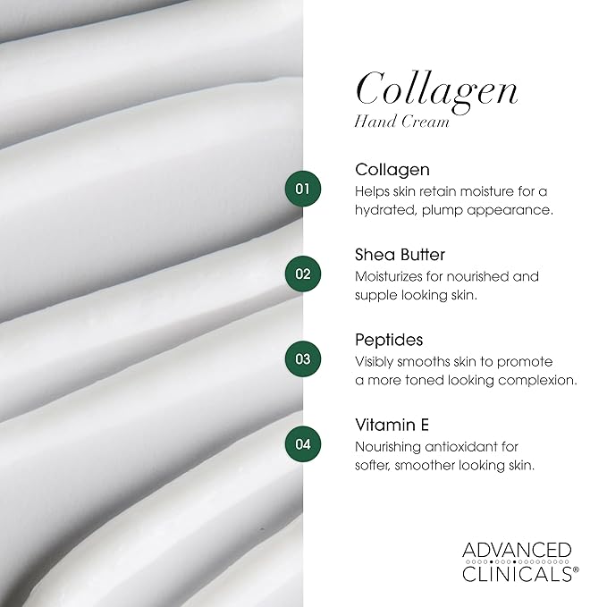 Advanced Clinicals Collagen Hand & Body Cream Skin Care Moisturizer Lotion - Image 4
