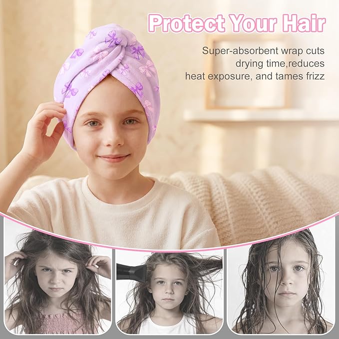 Microfiber Hair Towel Wrap for Kids Hair Drying Towel Wrap - Image 6