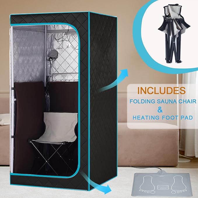 Portable Infrared Sauna for 1 Person, Full Size Home Sauna Box - Image 4