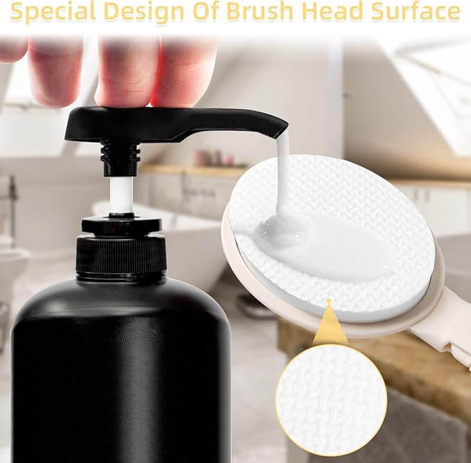 LFJ 19" Long Handle Shower Sponge Brush Set, 3 in 1 Body Brush, Bath Sponge and - Image 4