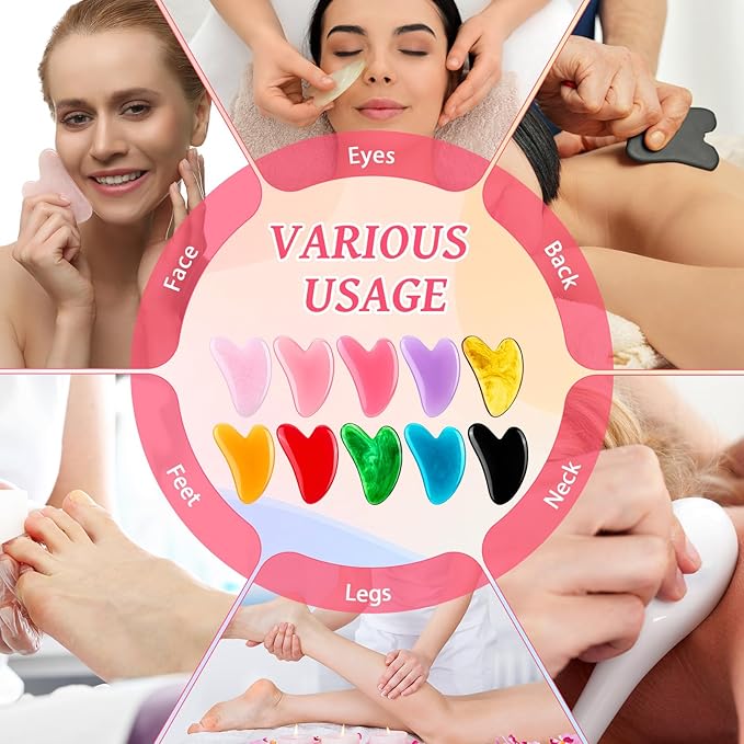 100 Pcs Gua Sha Facial Tools Bulk Resin Gua Sha Massage Tool Heart Shaped - Image 7