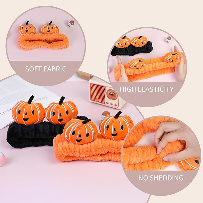 Spa Headband for Washing Face, 2 Pack Cute Halloween Hair Band for Shower Yoga - Image 5