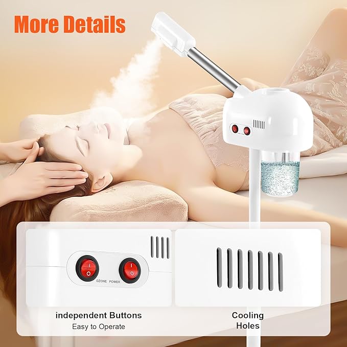 Professional Stand Facial Steamer w/Hot Mist – Adjustable Height, 360° Nozzle & - Image 7