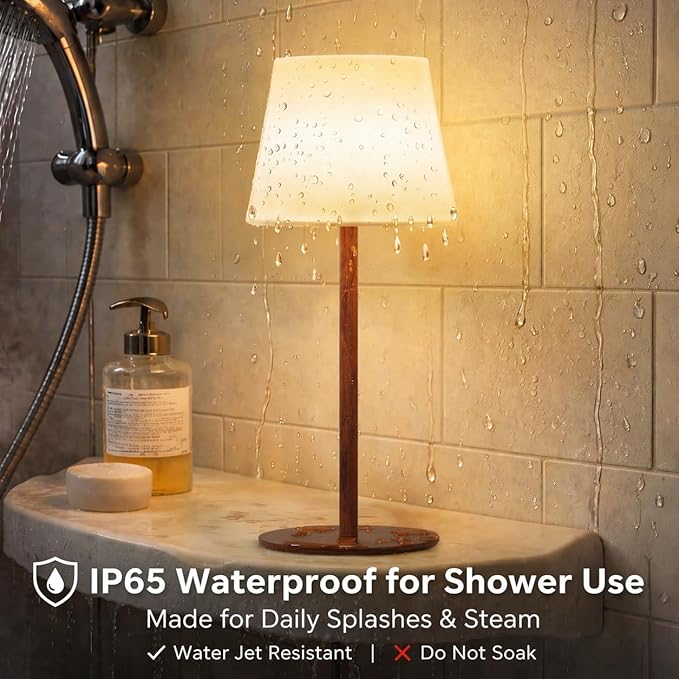 EZVALO Spa-Like Shower Lamp – IP65 Waterproof Bathroom Lamp, Rechargeable - Image 2