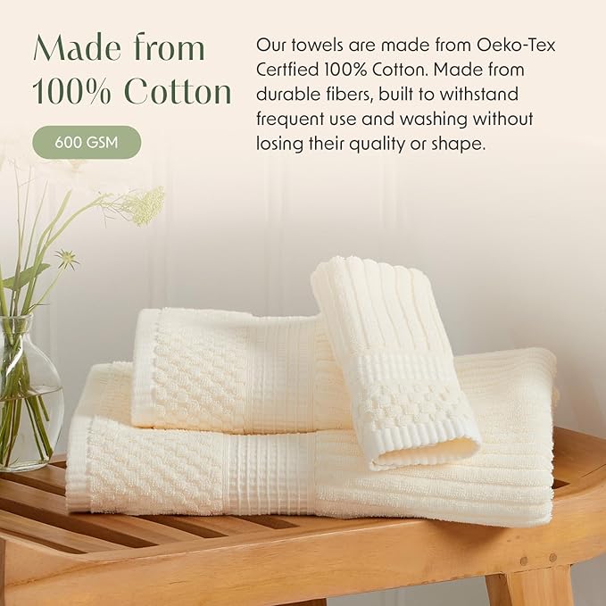 Springtree Home 100% Cotton Bath Towel Set of 4 | Super Soft & Absorbent - Image 7
