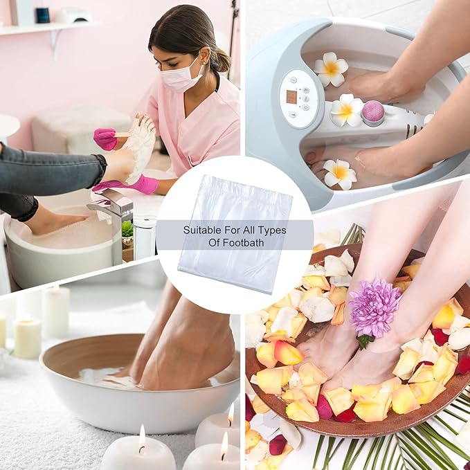 100 Pcs Disposable Foot Tub Liner Portable Bath Bags Plastic Pedicure Spa Bags - Image 6