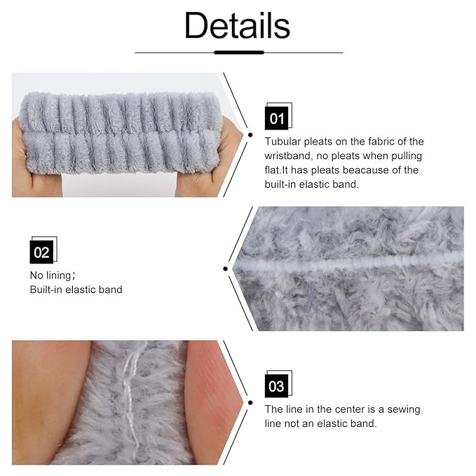 WHAVEL 6PCS Spa Headband and Wristbands Set, Face Wash Headband Wrist Bands - Image 5