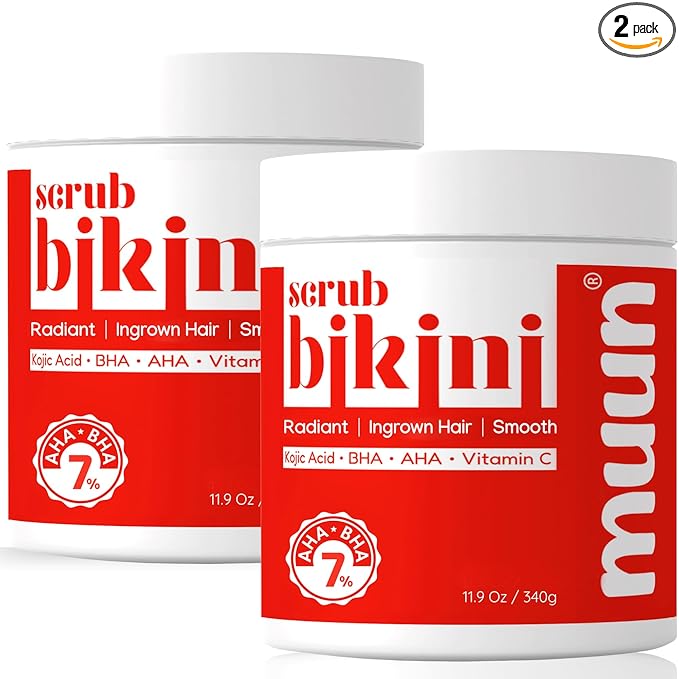 Bikini Area Exfoliator Pack 2-2% Kojic Acid Vitamin C & 7% AHA/BHA Even Skin by MuunCare