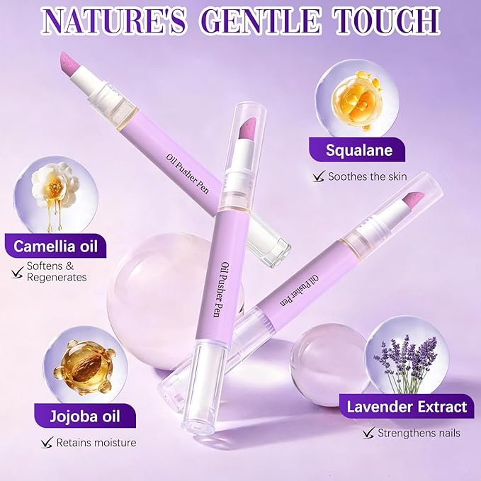 3PCS 2-in-1 Cuticle Oil Pusher Pen, Ceramic Cuticle Pusher & Oil Pen, Nail Care - Image 2