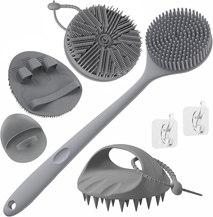 Manmihealth Silicone Back Scrubber & Soft Bath Glove, Silicone Scalp Massager by ManmiHealth