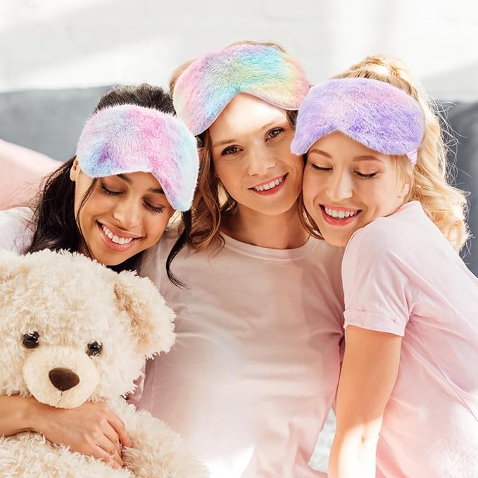Geyoga 24 Pcs Plush Sleep Eye Mask Silk Furry Eye Covers - Image 7