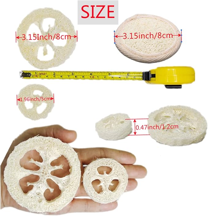 50Pcs Natural Loofah Slice of 1.96inch, Reusable Natural Loofah Cuts - Image 2