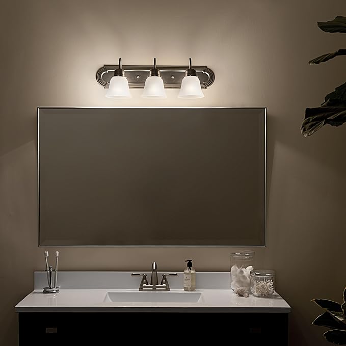 Kichler 24" 3-Light Vanity Bath Light in Brushed Nickel, Modern Bathroom Light - Image 9