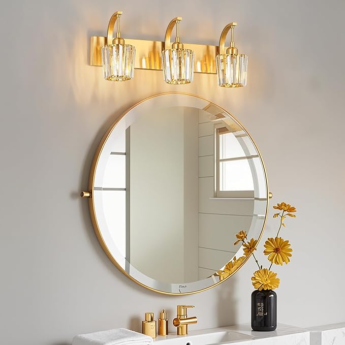 Modern Bathroom Vanity Light, 3-Light Gold Wall Sconce - Image 3