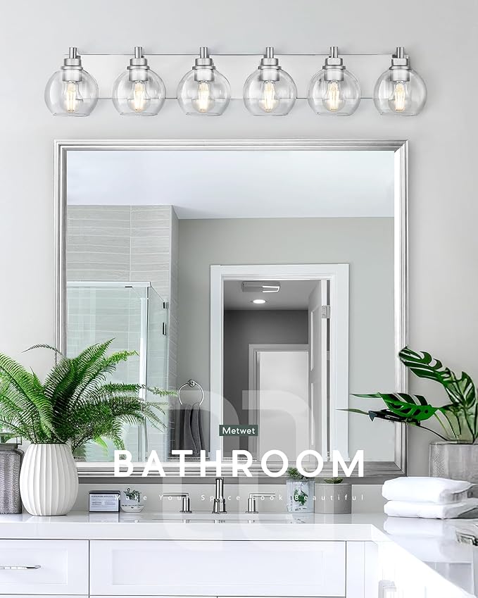 Bathroom Light Fixtures, 6 Light Brushed Nickel Vanity Light, 38 Inch Modern - Image 4