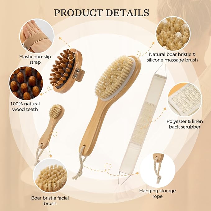 4 Packs Dry Brushing Body Brush Set - Image 8
