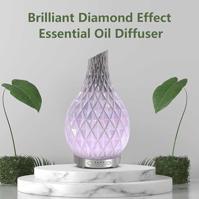 MAXWINER Essential Oil Diffuser Handmade Art Glass Aromatherapy Ultrasonic - Image 3