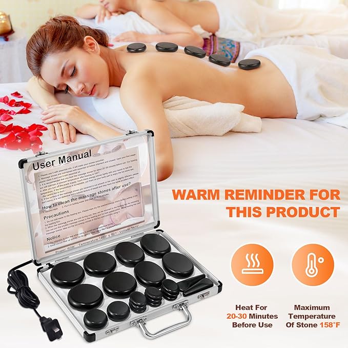 Hot Stones Massage Warmer Kit, Hot Rocks Basalt Massage Stones - Image 5