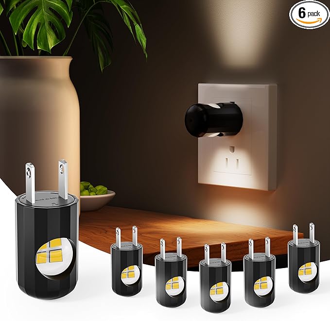 TSEXES Plug-in LED Night Lights, Dusk to Dawn Sensor, Non-Dimmable, 6 Pack by SuperBrightLEDCornLightBulb