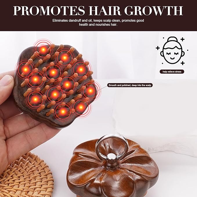 Wooden Scalp Massager for Hair Growth Support, Bamboo Scalp Massager Brush for - Image 6