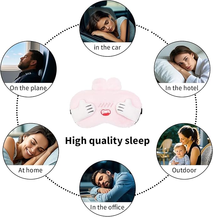 PERFECTSIGHT Sleep Eye Masks, Cute Bunny Sleep Eye Cover Lightweight Adjustable - Image 6