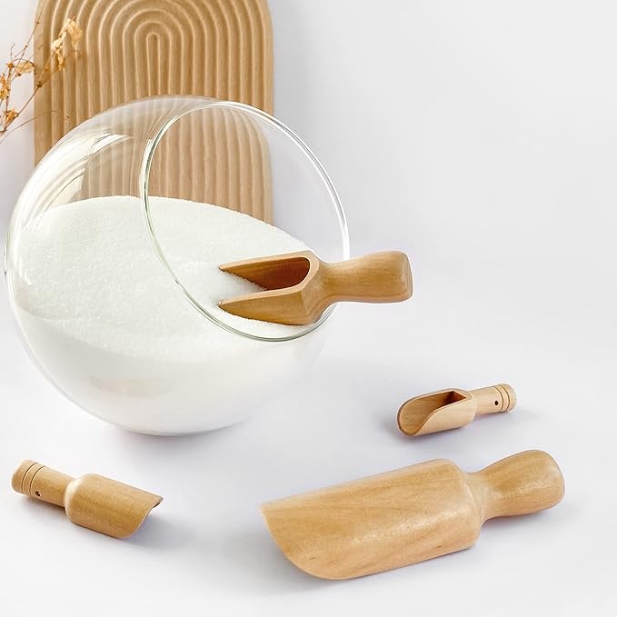 Wooden Scoop 2Standard 2Mini bath salt scoop Natural Beech Wood Scoop - Image 4
