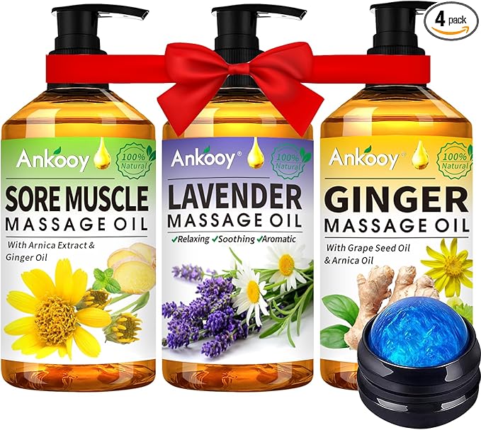 3 Pack Massage Oil for Massage Therapy, Sore Muscle Arnica Oil & Relaxing by ANKOOY