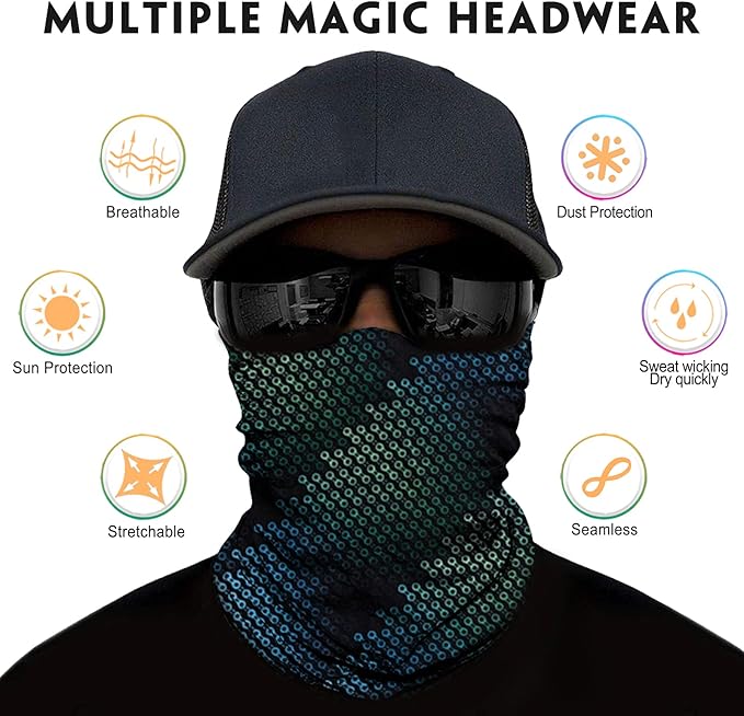 Venswell Neck Gaiter Face Mask Men Women, Seamless Bandana Rave Face Cover - Image 2
